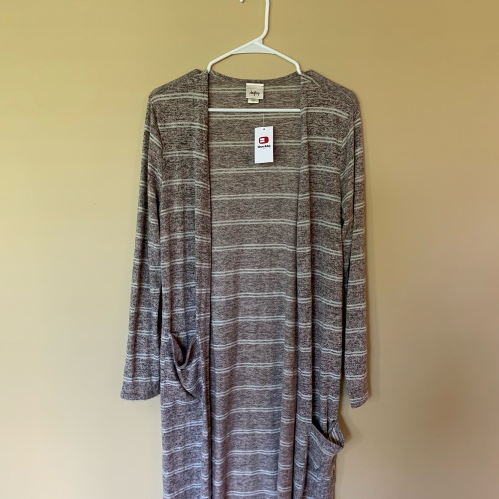 Buckle striped cardigan